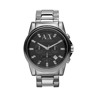 Men's dark silver stone watch ax2092